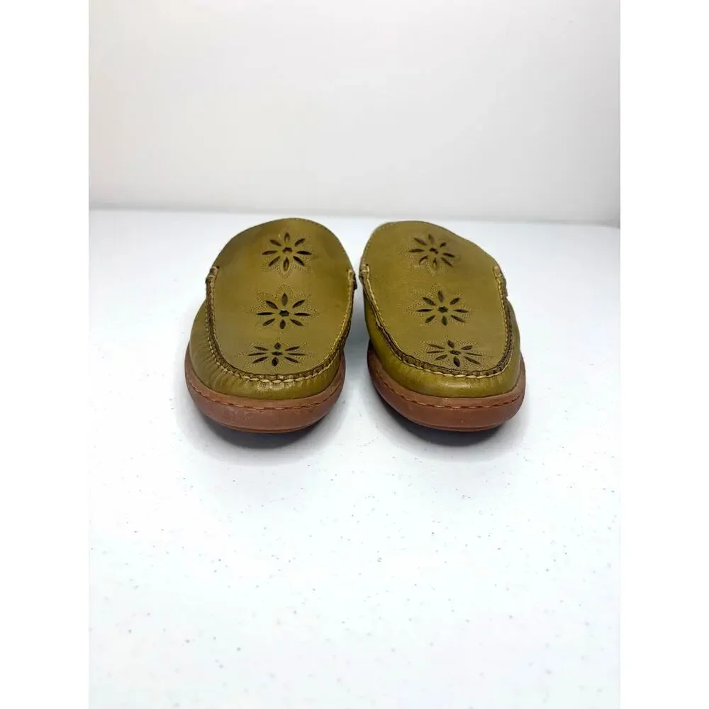 Eastland Fresno Leather Mules Slide-On Women's US 9M Chartreuse Comfort Artsy